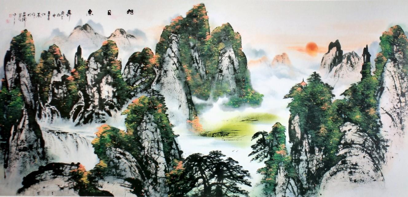 著名军旅画家禚江基先生《旭日东升》系列山水画欣赏