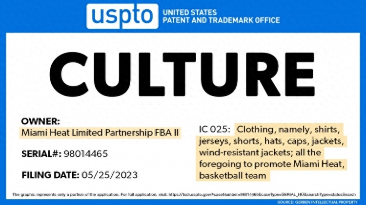 热火文化!热火将“CULTURE”注册为商标&未来或开发系列服装