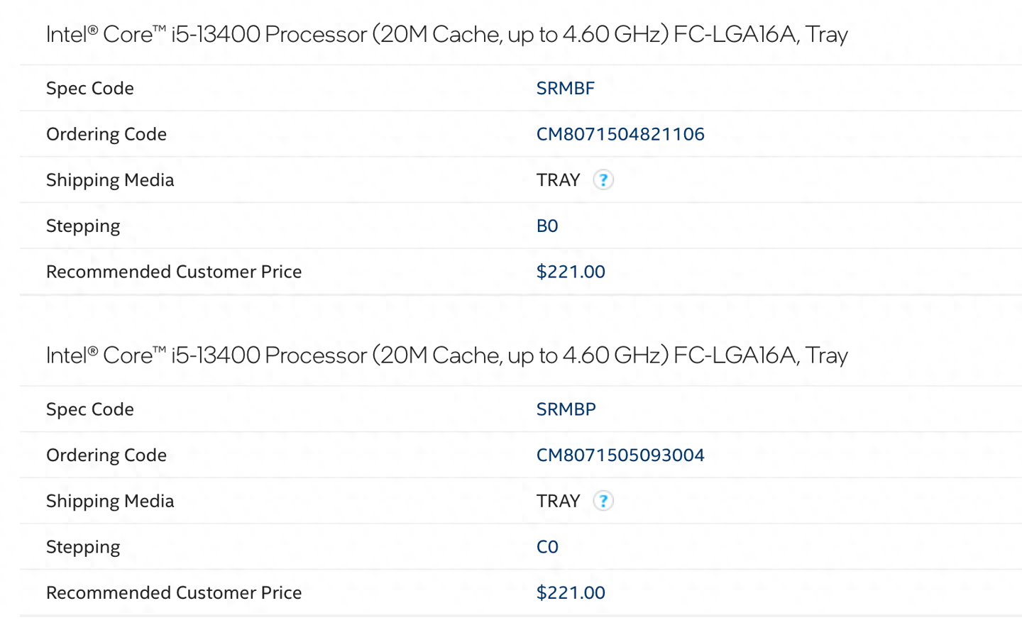 英特尔i5-13400处理器确认有B0和C0两个版本