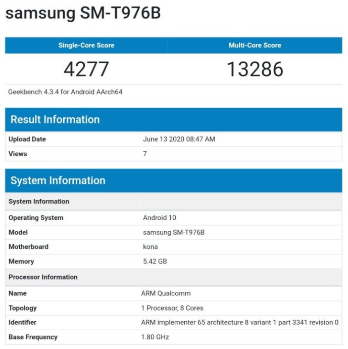 三星平板S7+ 曝光，骁龙865+2K+120Hz