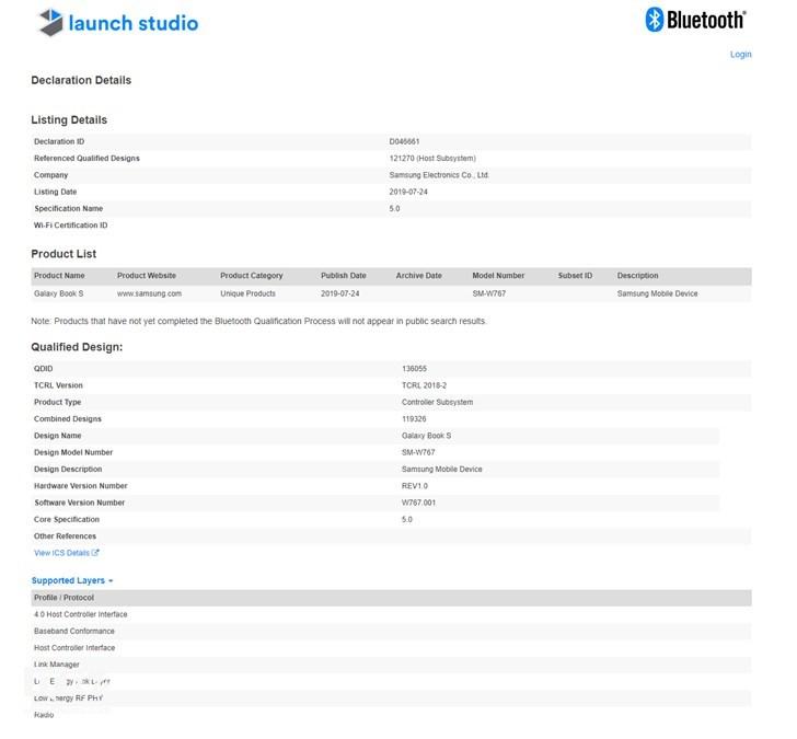 三星Galaxy Book S二合一笔记本获蓝牙认证，将搭载骁龙8cx平台