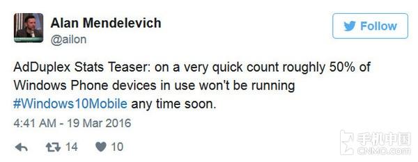 一半的WP手机不会升级Win 10移动版