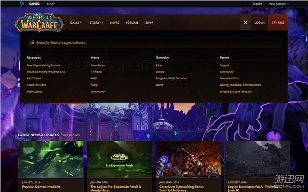 《魔兽世界》官网主页改版预览 国服也能换换口味吗?