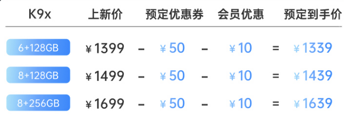 OPPO K9x 发布:1339~1639 元,5000mAh 电池