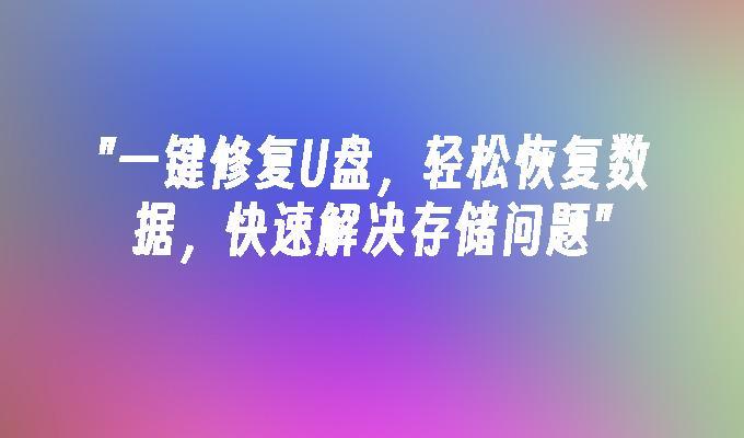 u盘修复软件，轻松恢复数据，快速解决存储问题