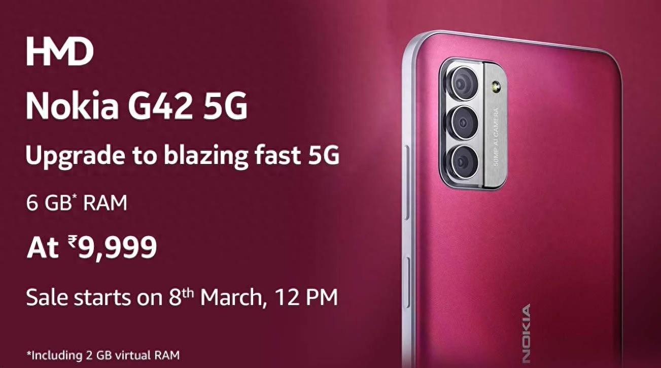 HMD推出“阉割版”诺基亚G42手机：4GB RAM，售9999印度卢比