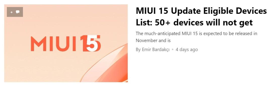 MIUI 15完整升级名单首曝光!包括小米11等机型,看看有你的吗?
