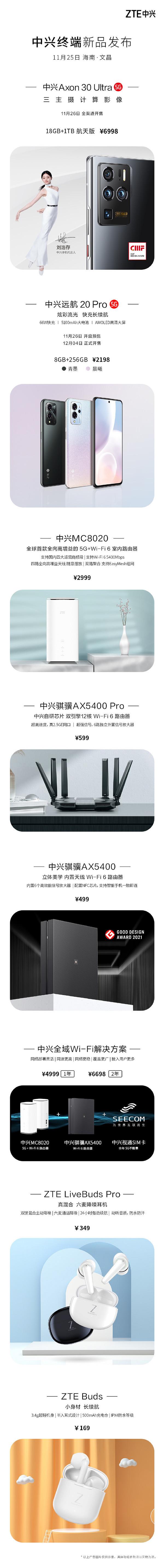 一图了解中兴八大新品！售价、开售时间全在这里了