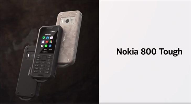 诺基亚发布800 Tough三防手机：IP68防水防尘，军工级标准