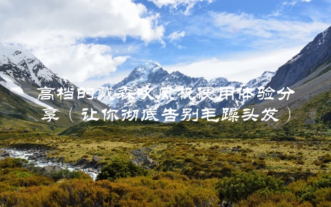 高档的戴森吹风机使用体验分享（让你彻底告别毛躁头发）