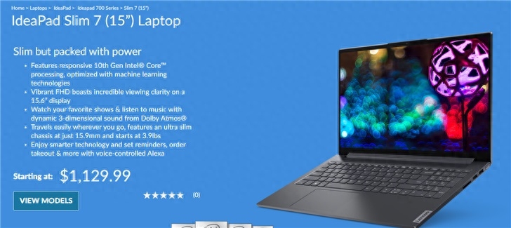 联想美国官网上架YOGA 15s核显版:i7-1065G7+16GB内存,1130美元