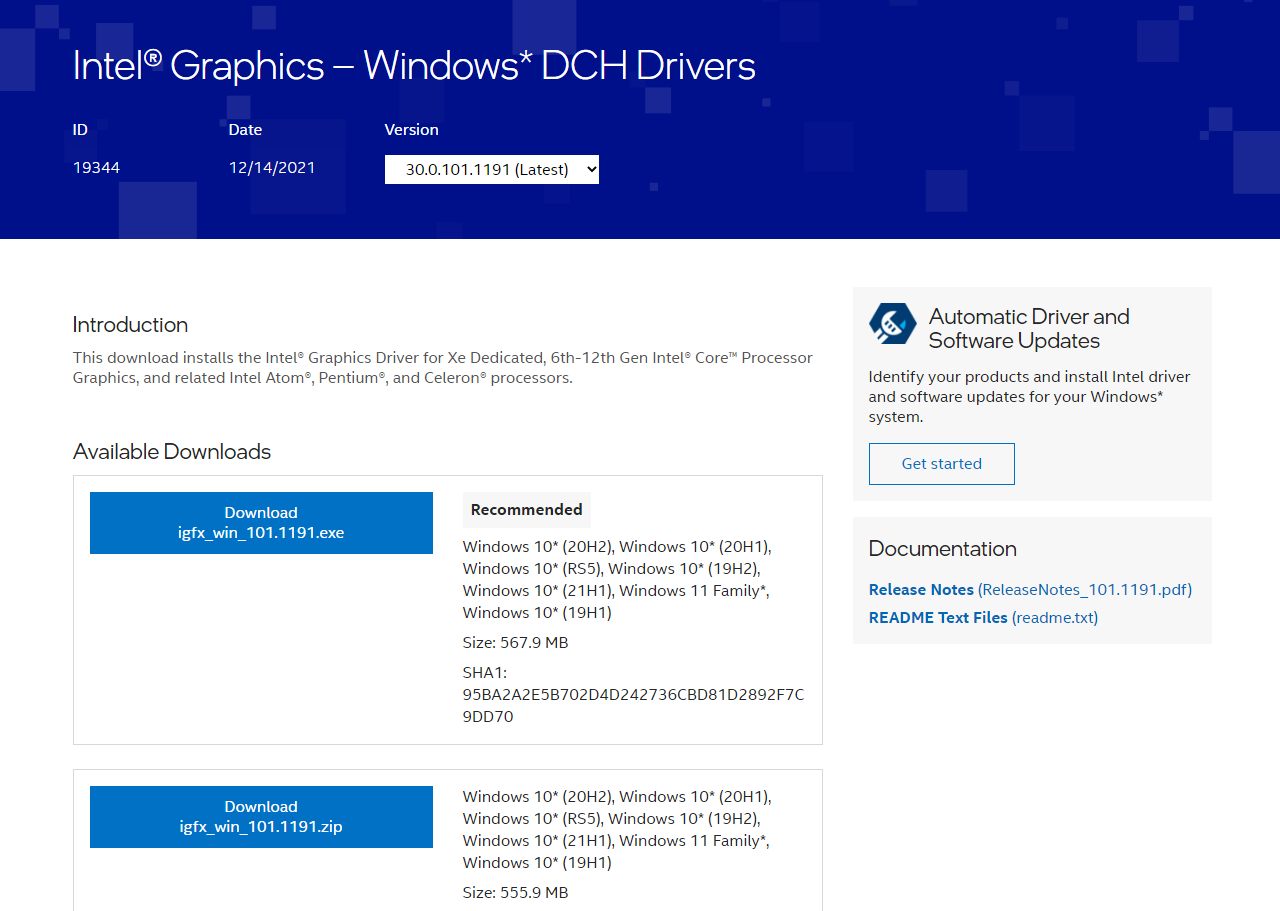 英特尔显卡驱动 30.0.101.1191 版发布：解决锐炬 Xe 核显 Bug