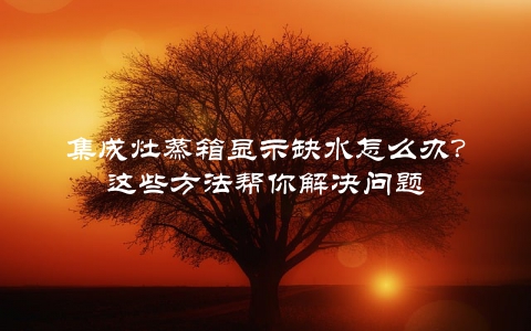 集成灶蒸箱显示缺水怎么办？这些方法帮你解决问题