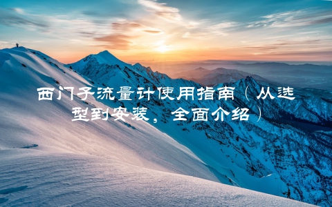 西门子流量计使用指南（从选型到安装，全面介绍）
