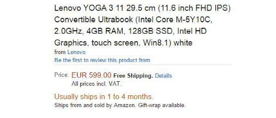联想Yoga 3 11国外曝光