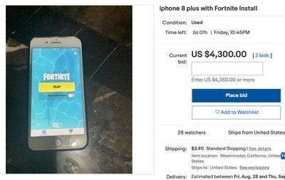 装有《堡垒之夜》的二手iPhone 8 Plus eBay上可卖近3万元人民币