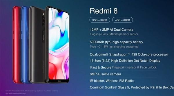 Redmi 8正式发布：骁龙439处理器、5000mAh电池