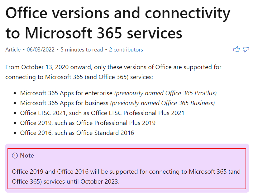 微软Office 2016/2019 的 Microsoft 365 访问权限不会在明年终止