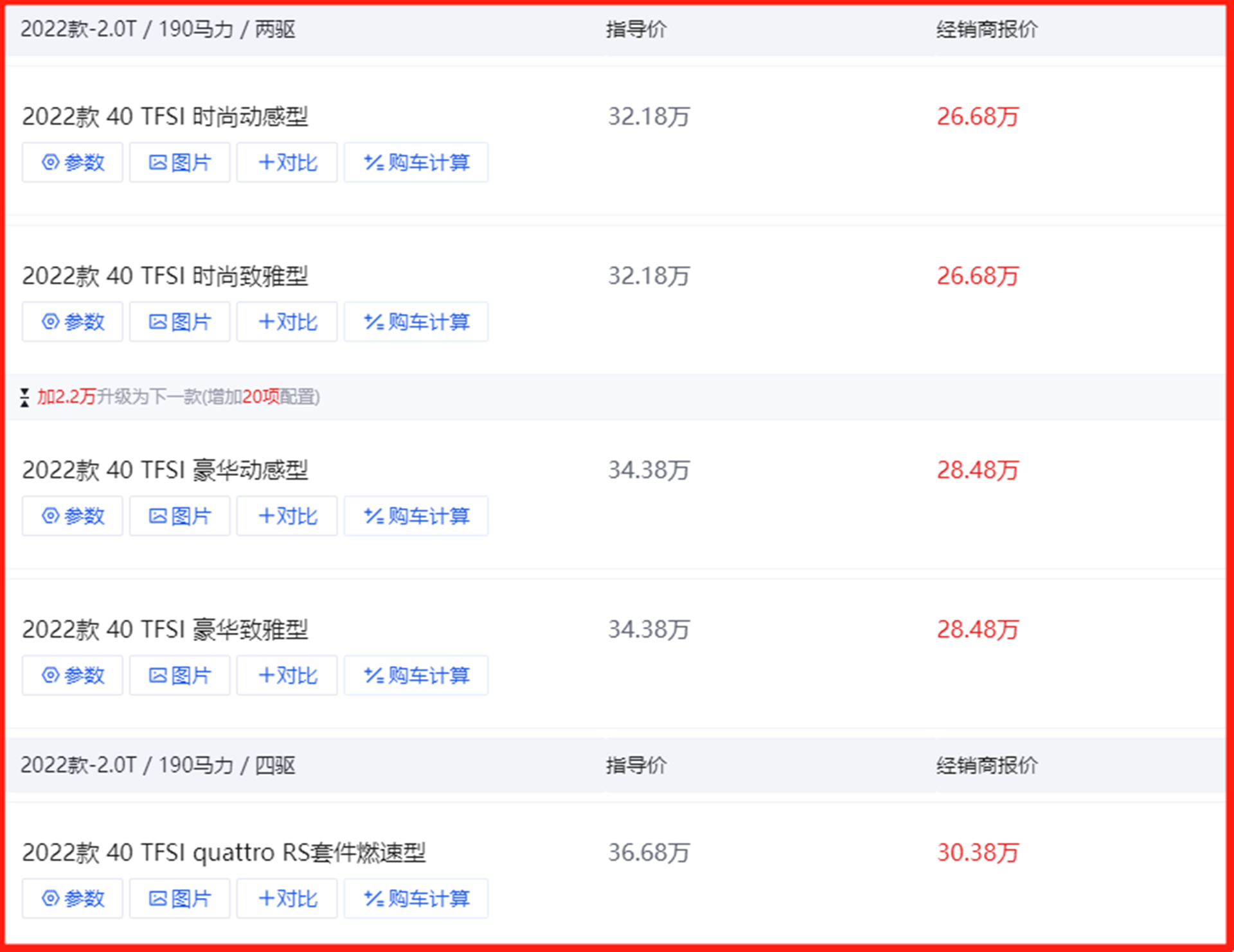 奥迪“放下体面”，2022款A4L降至26.68万起，迈腾和雅阁都不香了