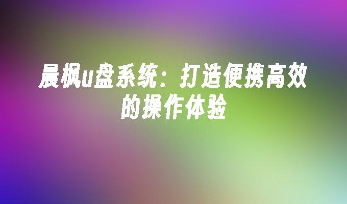 晨枫u盘系统：打造便携高效的操作体验