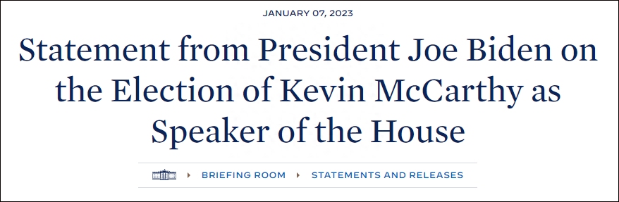 麦卡锡经历15轮投票当选美国众议院议长，拜登、特朗普表示祝贺