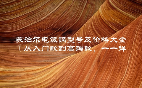 苏泊尔电饭锅型号及价格大全（从入门款到高端款，一一详解）