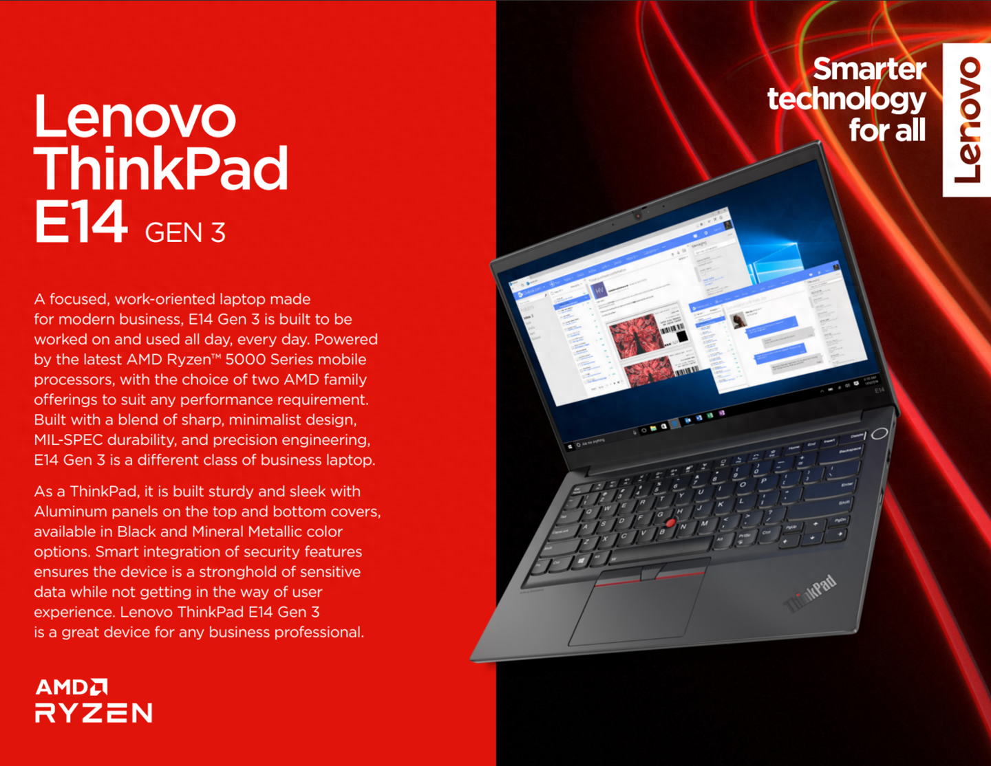 联想发布 ThinkPad E14 第三代,搭载锐龙 5000 处理器