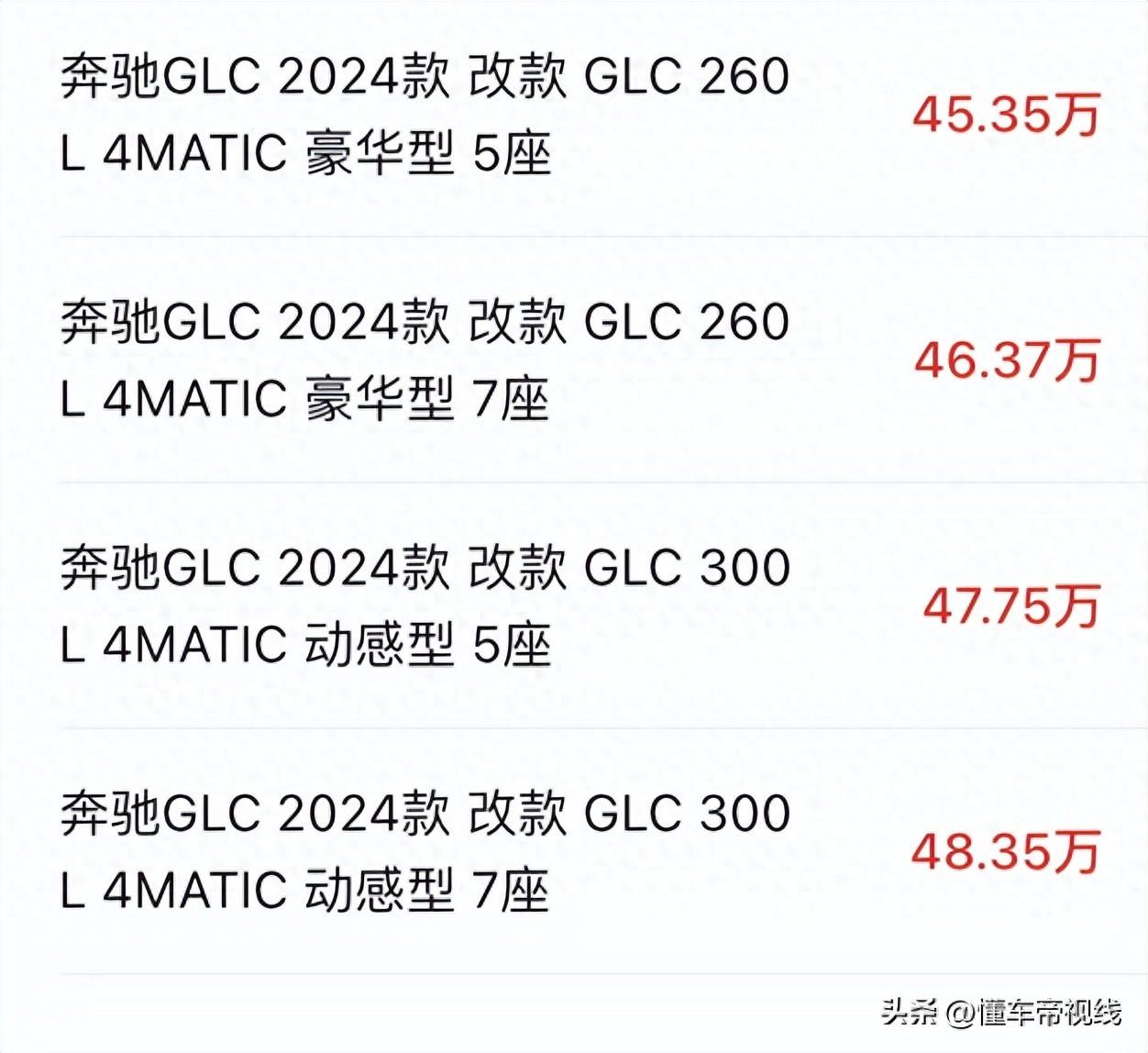 新车｜售价45.35万元起 新款奔驰GLC上市 降1800元/取消行车记录仪