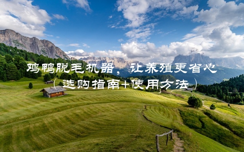 鸡鸭脱毛机器，让养殖更省心（选购指南+使用方法）