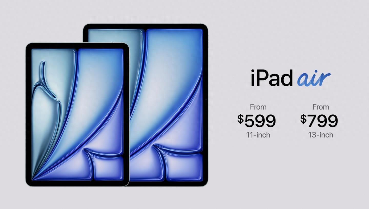 2024款苹果iPad Air 11/13英寸版发布，599美元起