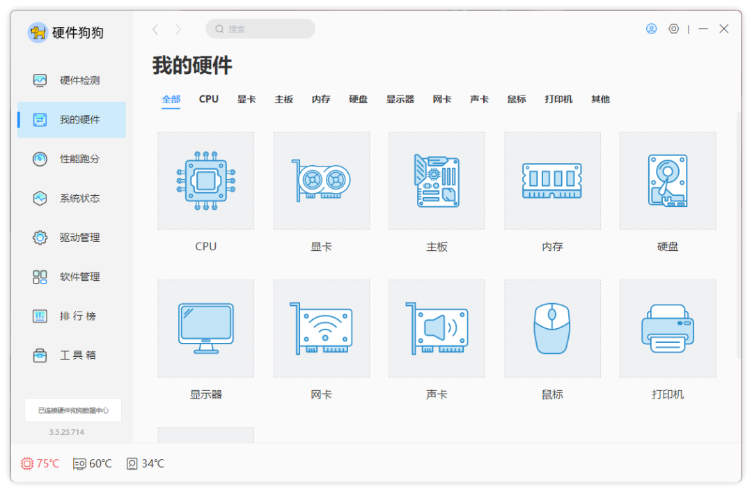 鲁大师代替品，电脑硬件性能测试工具：硬件狗狗