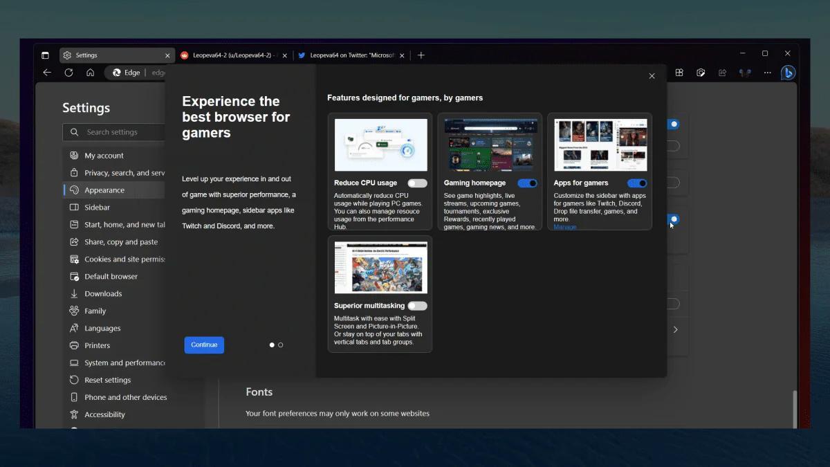 微软Edge浏览器游戏模式改名为Gaming Loadout，新增主题功能