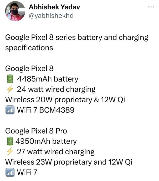 谷歌Pixel 8手机曝光 4950mAh电池