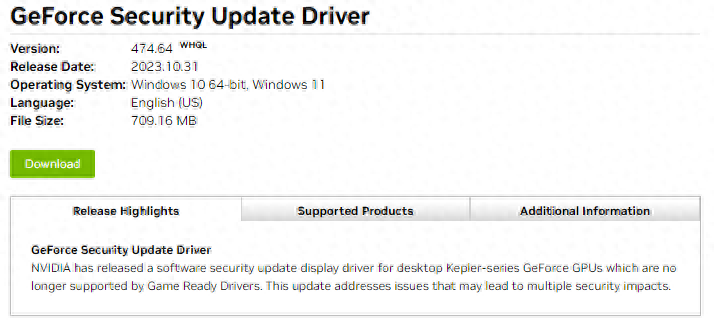 英伟达发布474.64 WHQL图形驱动，修复诸多安全问题