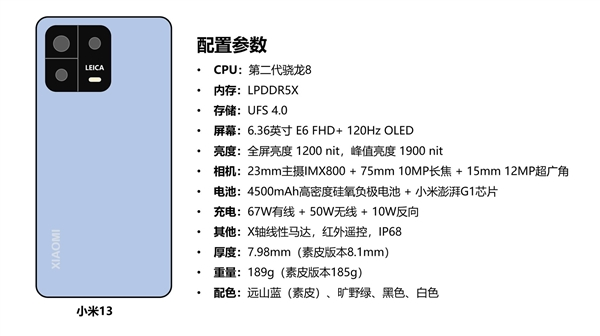 小米发布会不用看了！小米13/13 Pro详细配置曝光